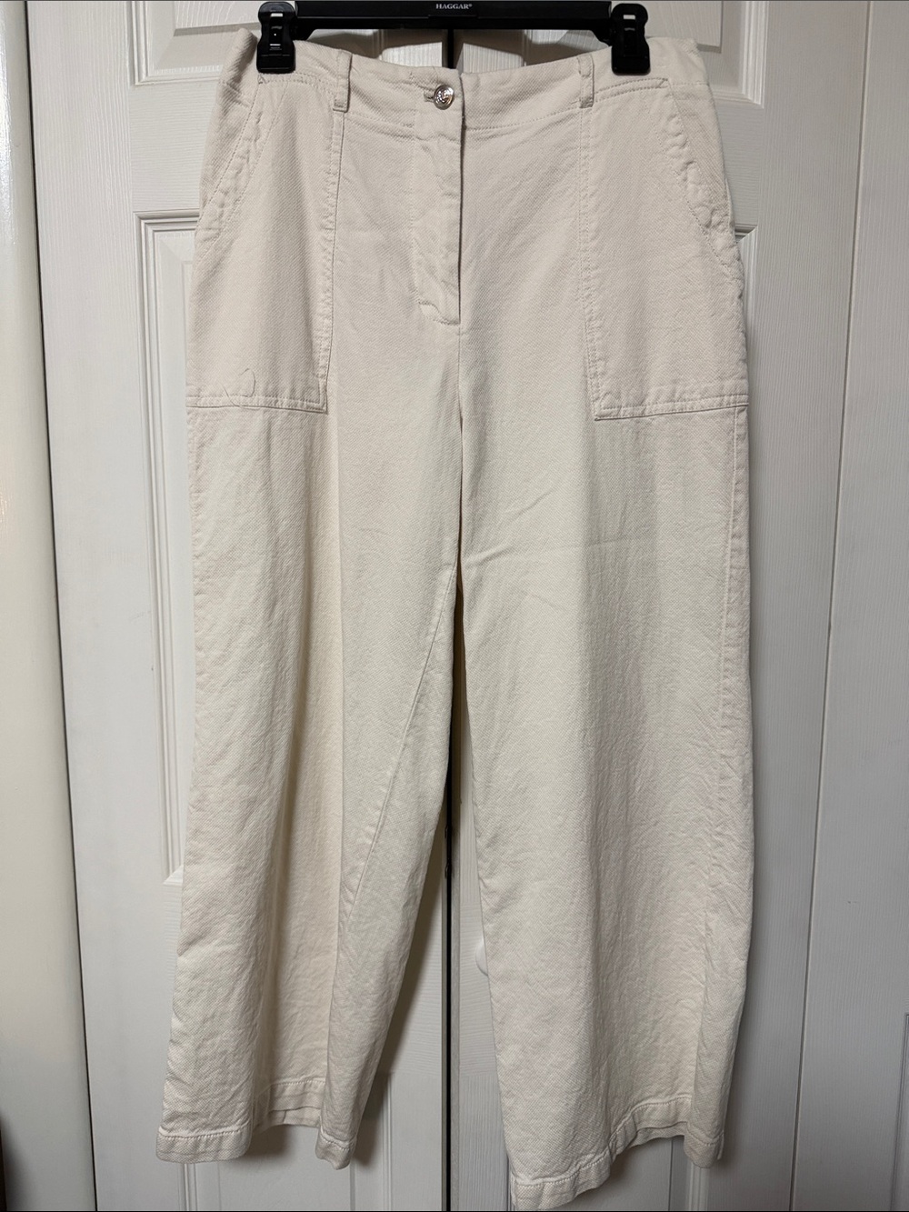 Max Studio Cream Wide-Leg Utility Pants